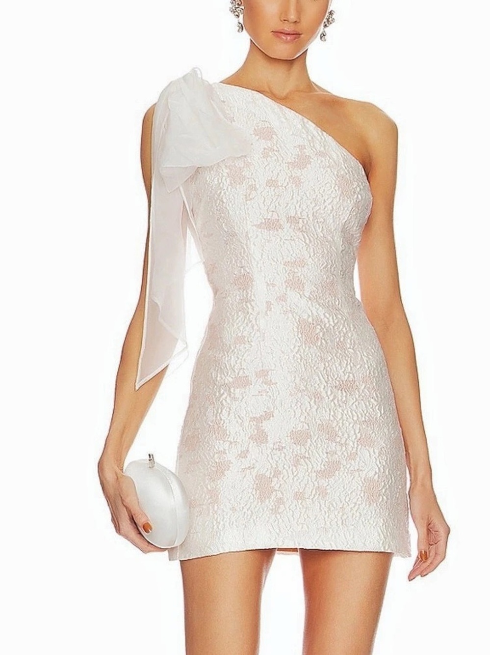 Elliatt April Dress Floral One-Shoulder Mini in White